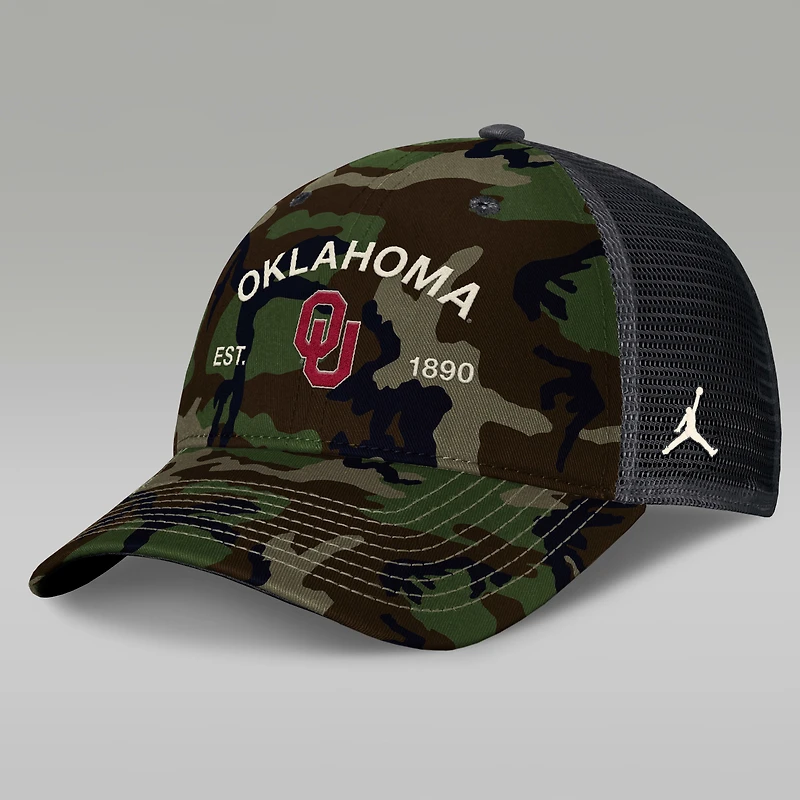 Oklahoma 2025 Military Appreciation Rise Men's Jordan Brand College Trucker Adjustable Hat