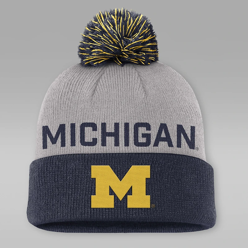 Michigan Primetime Peak Men's Jordan Brand College Cuffed Pom Beanie