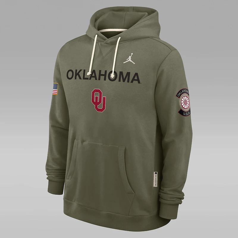 Oklahoma 2025 Military Appreciation Men's Jordan Brand Dri-FIT College Pullover Hoodie
