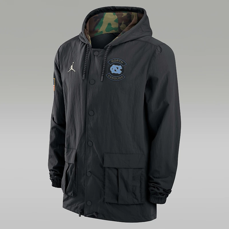 North Carolina Men's Jordan Brand Full-Snap Hooded Military Jacket