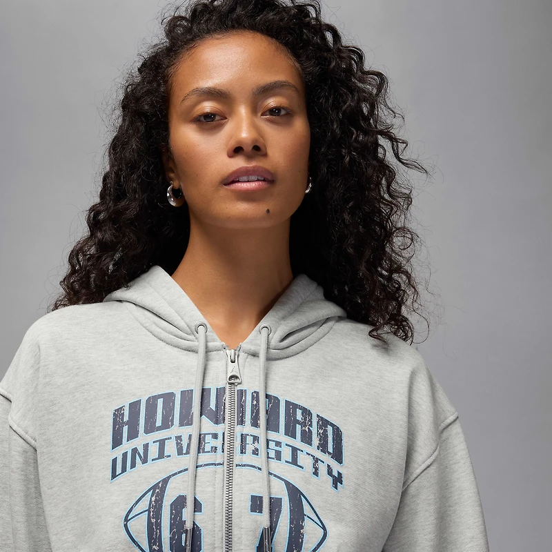 Jordan Flight Fleece x Howard University Women's Full-Zip Cropped Hoodie