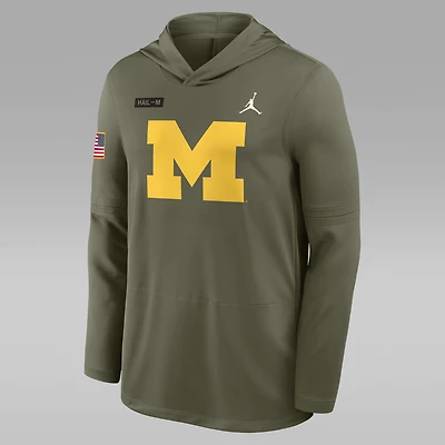 Michigan 2025 Military Appreciation Men's Jordan Brand Dri-FIT College Long-Sleeve Hooded Top