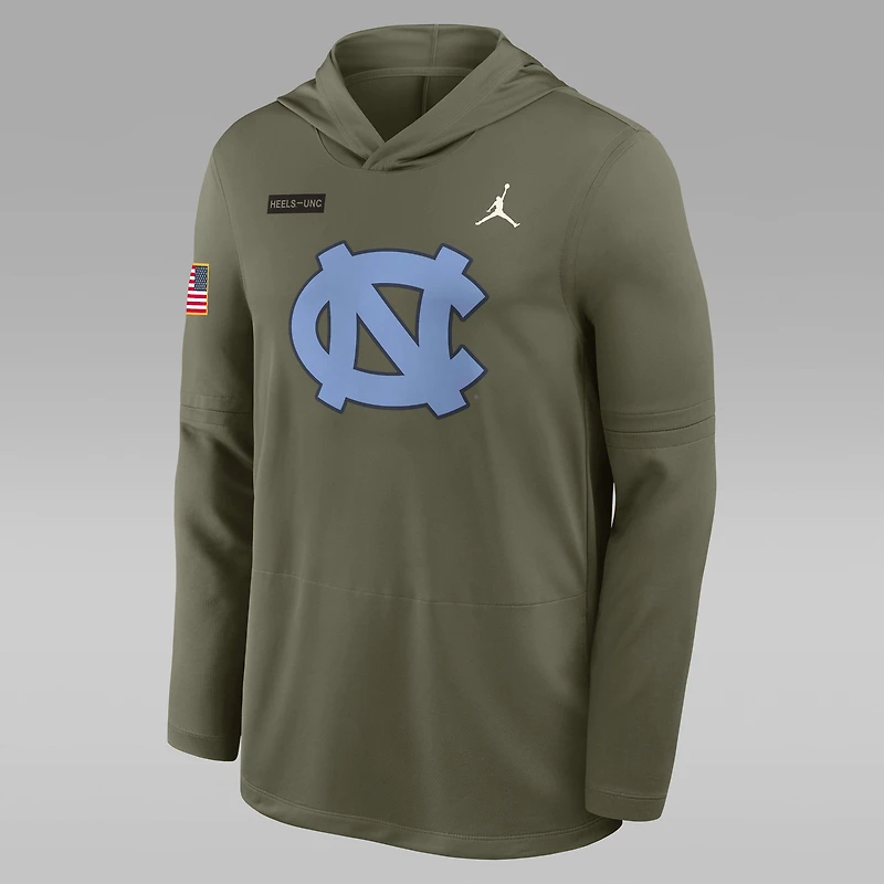 North Carolina 2025 Military Appreciation Men's Jordan Brand Dri-FIT College Long-Sleeve Hooded Top