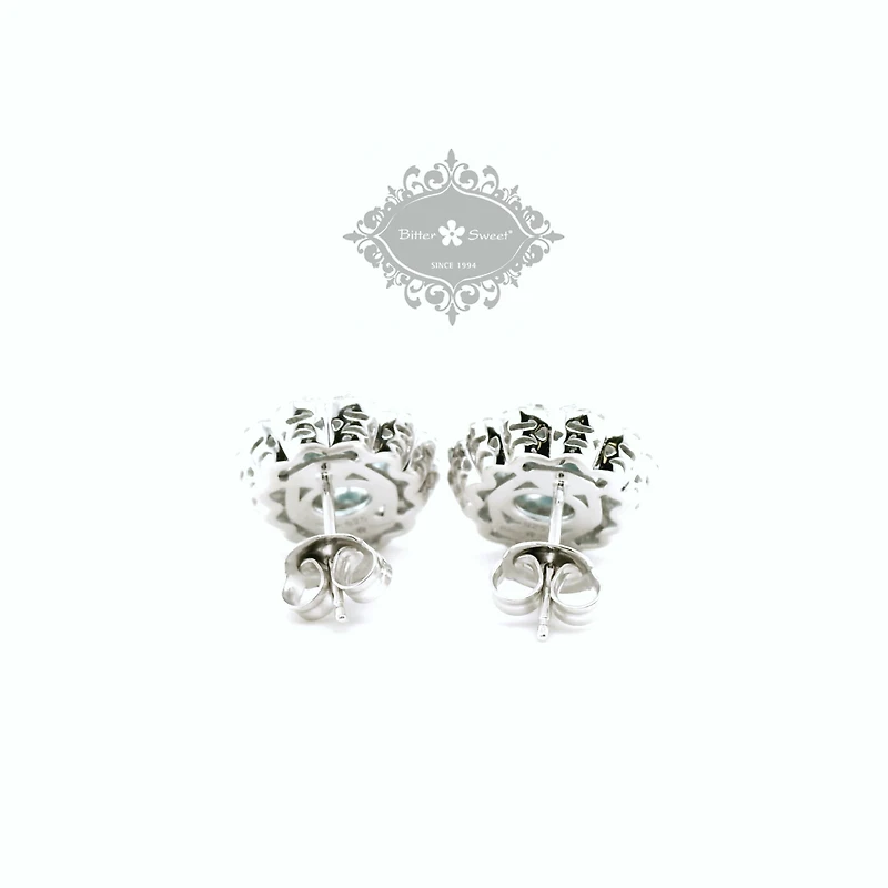 Sterling Silver Mint Oval Cubic Zirconia Earrings 153388