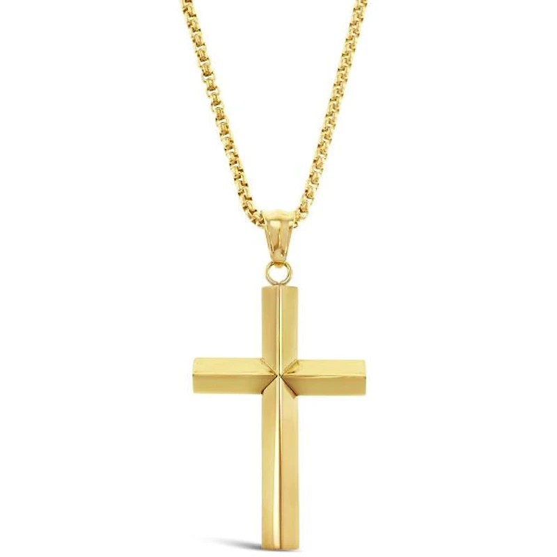 Stainless Steel Gold Cross Necklace 150155