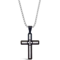 Stainless Steel Cubic Zirconia Silver Cross Necklace 150159