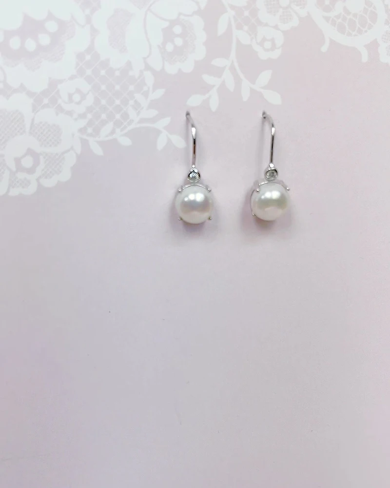 Sterling Silver Cubic Zirconia Pearl Earrings 152288