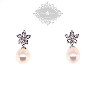 Sterling Silver Cubic Zirconia Pearl Earrings 143288