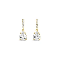 10k Yellow Gold Cubic Zirconia Tear Drop w/Pave Bar Earrings 155647