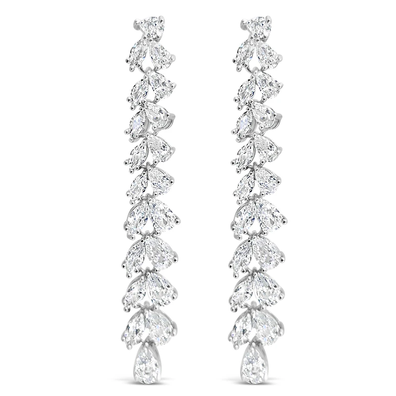 Bridal  Silver Tear Drop Long   Cubic Zirconia Earrings 155162