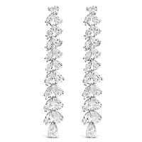 Bridal  Silver Tear Drop Long   Cubic Zirconia Earrings 155162