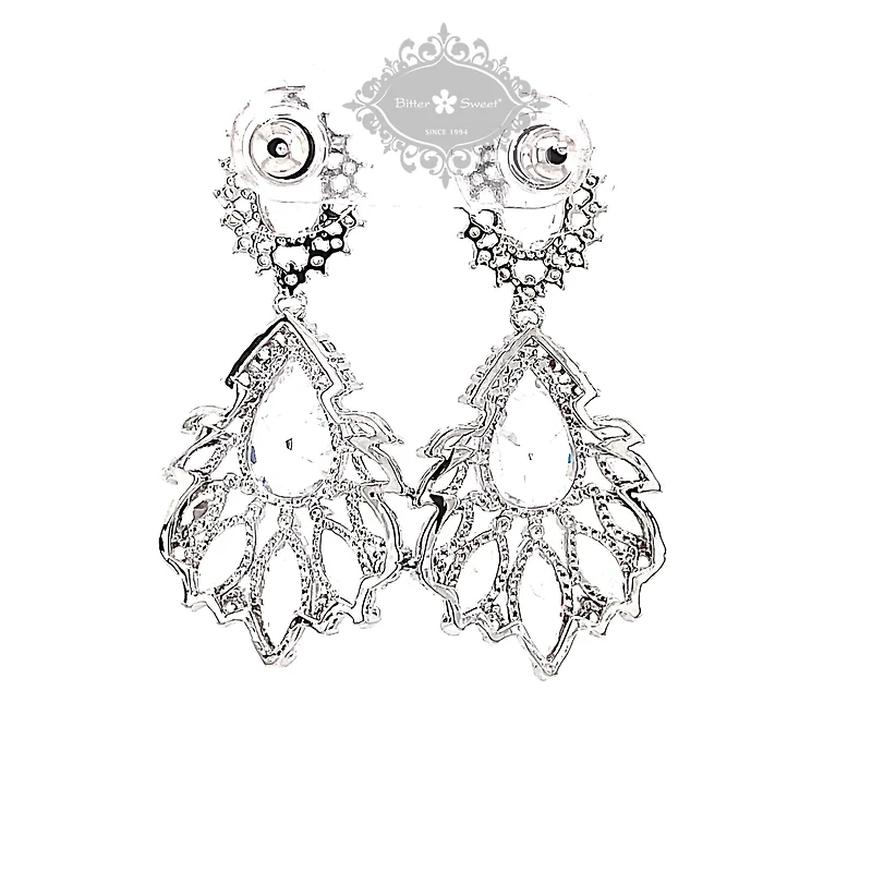 Bridal Silver Cubic Zirconia Drop Earrings 145944
