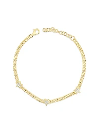 Gold Plated Sterling Silver Cubic Zirconia Pave Star Bracelet 155302