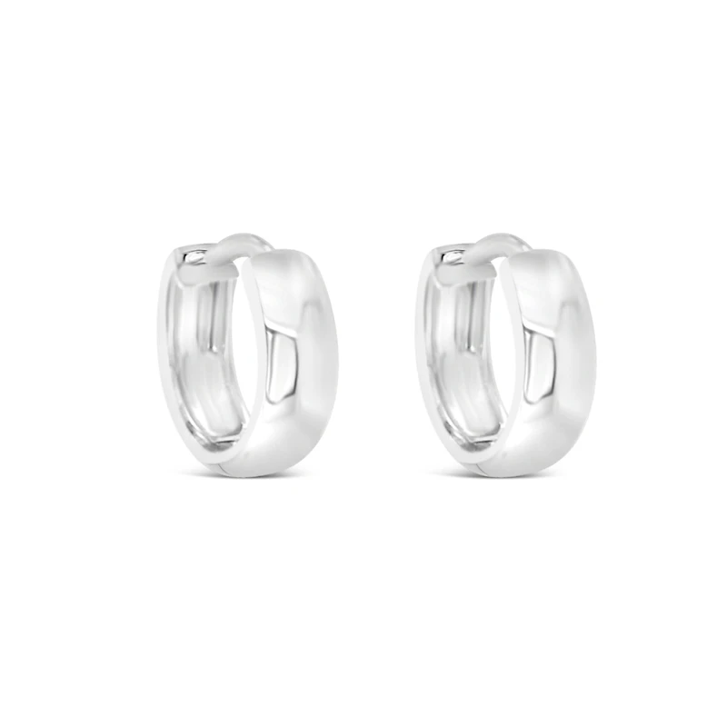 Sterling Silver  Round Plain Huggies Earrings 155078