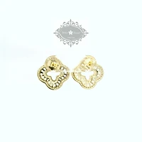 Yellow Gold Plated Sterling Silver Cover baguette Cubic Zirconia Earrings 155059