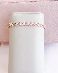 Bridal Rose Gold Cubic Zirconia Marquise Leaf  Bracelet 155187