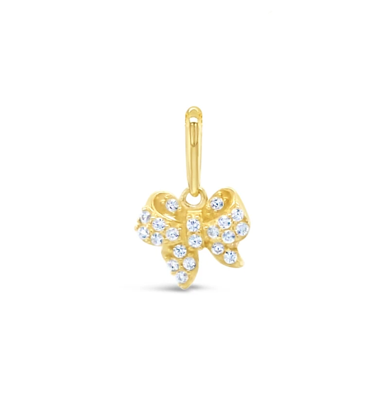 10k Yellow Gold Cubic Zirconia Bow Pave Pendant 155636
