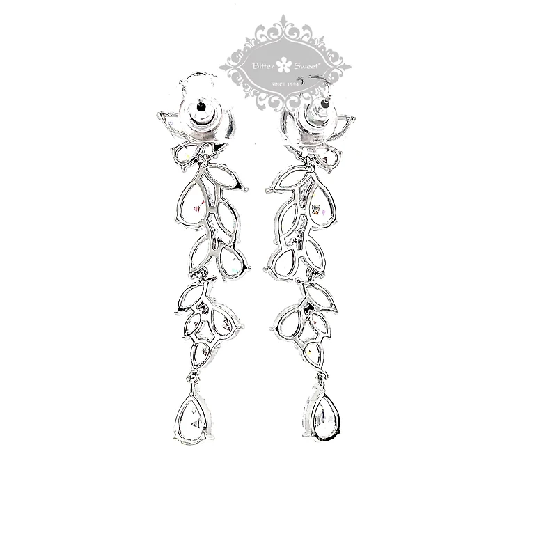 Bridal Silver Cubic Zirconia Drop Earrings 142879