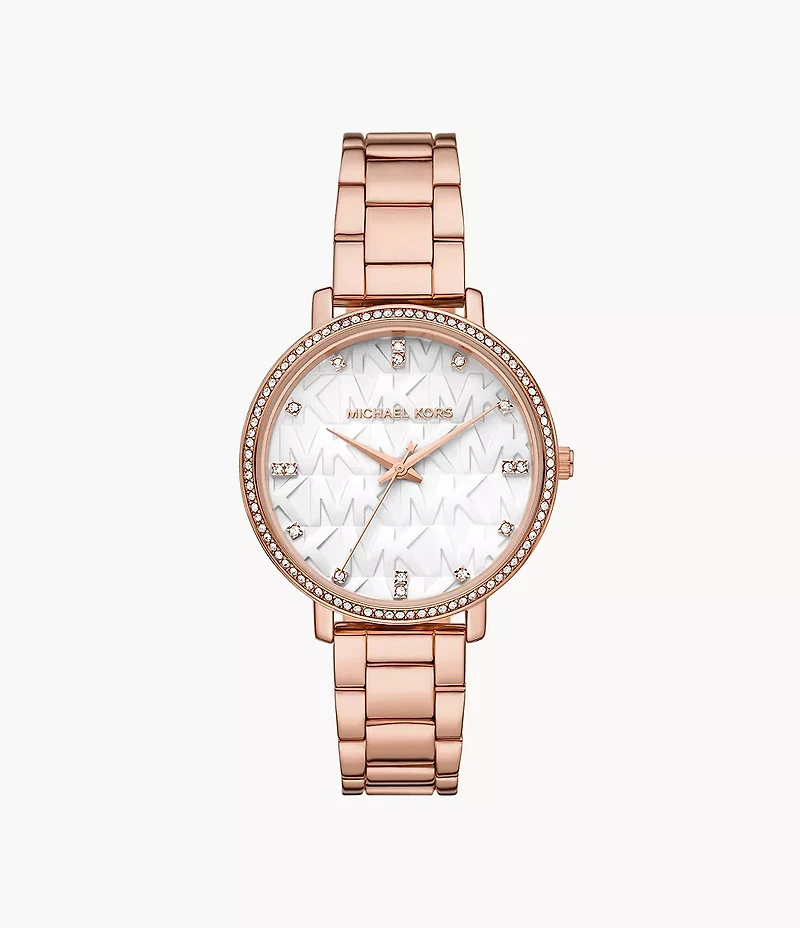 Michael Kors Pyper Three-Hand Rose Gold-Tone Alloy Watch MK4594 154469