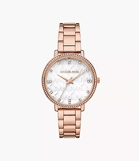 Michael Kors Pyper Three-Hand Rose Gold-Tone Alloy Watch MK4594 154469