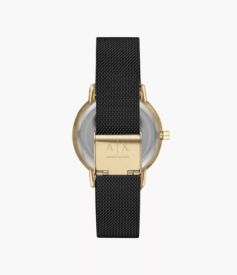 Armani Exchange Three-Hand Black Mesh Steel Watch 154679