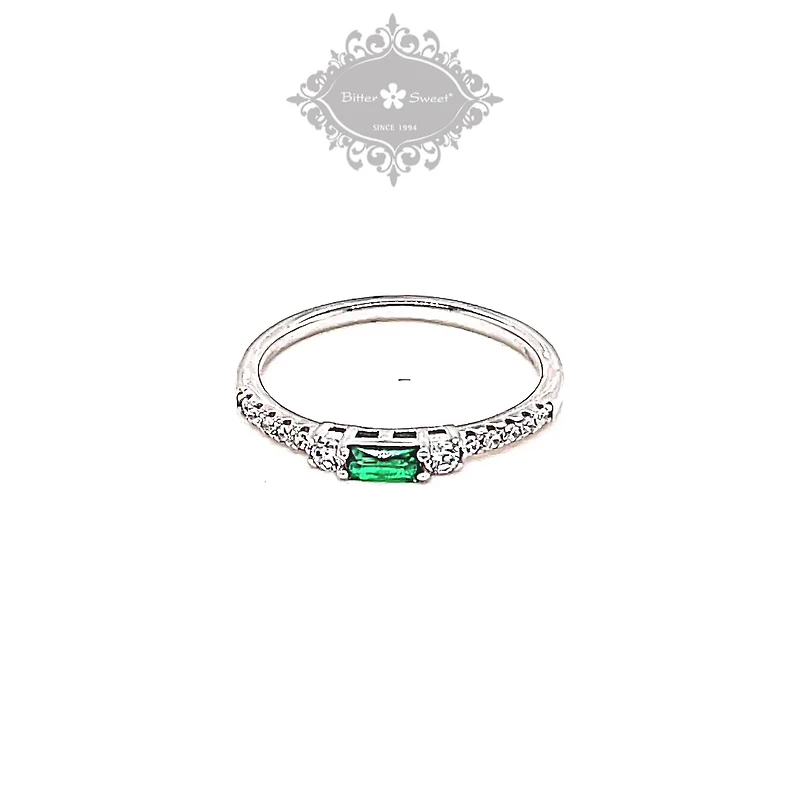 Sterling Silver Green Cubic Zirconia Ring 152218
