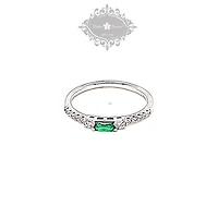 Sterling Silver Green Cubic Zirconia Ring 152218