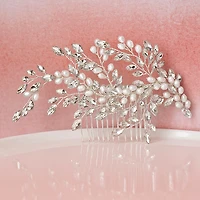 Bridal Silver Pearl Hair Comb 129575