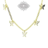 Gold Plated Sterling Silver Cubic Zirconia Butterfly Necklace