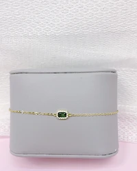 Gold Plated Sterling Silver Green Cubic Zirconia Bracelet 152227