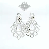 Bridal  Silver Tear Drop Jewel Cubic Zirconia Earrings 155177
