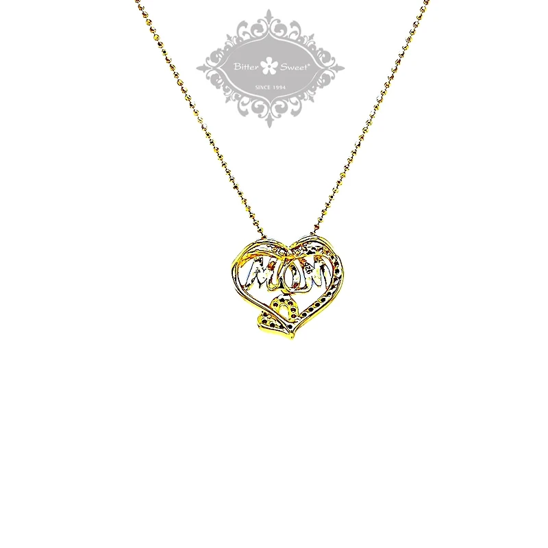 Gold Plated Sterling Silver Cubic Zirconia Mom Necklace