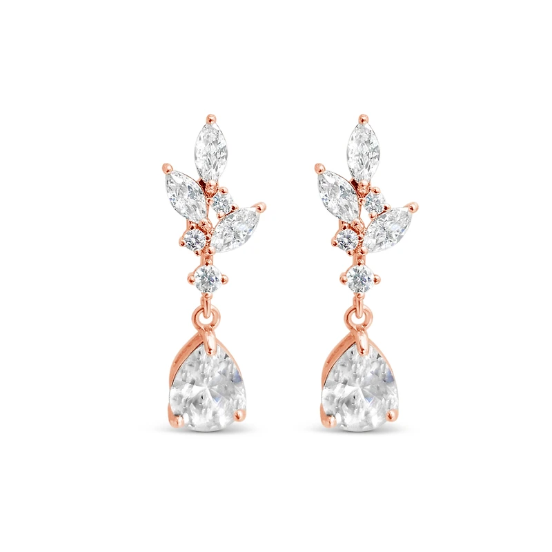 Bridal Rose Gold Cubic Zirconia Earrings