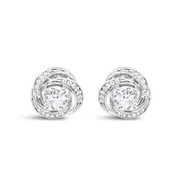 Sterling Silver  Round Twist Cubic Zirconia Earrings 155049