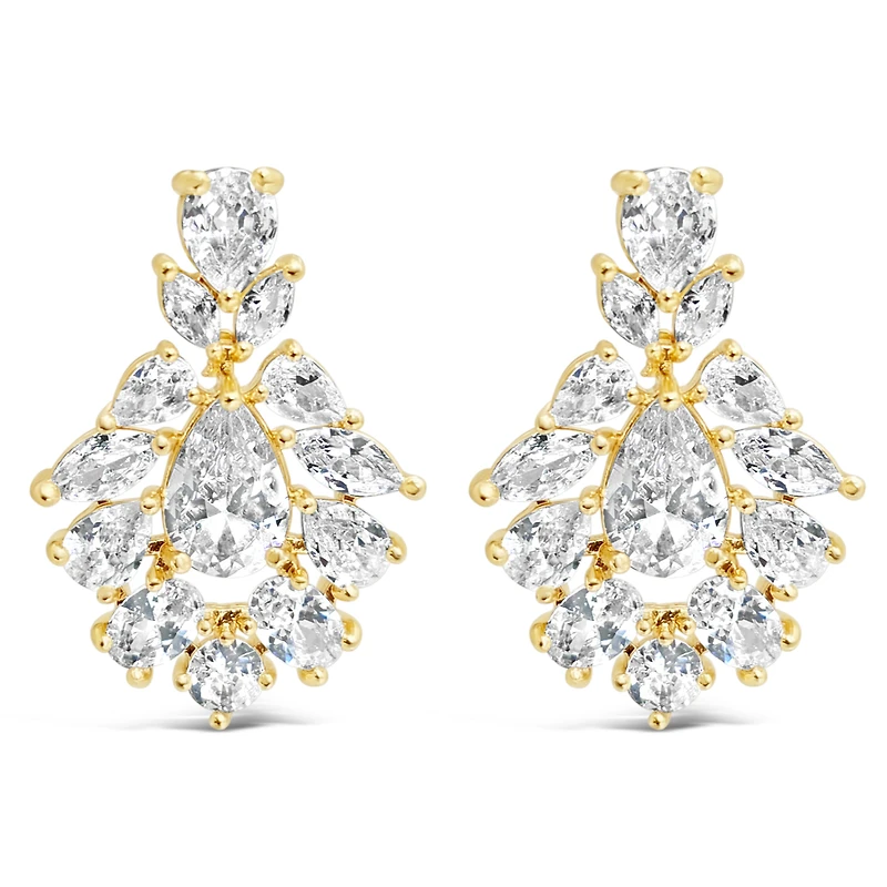 Bridal  Gold Tear Drop Jewel Cubic Zirconia Earrings 155178