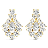 Bridal  Gold Tear Drop Jewel Cubic Zirconia Earrings 155178
