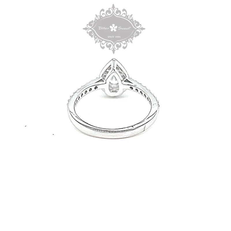 Sterling Silver Cubic Zirconia Tear Drop Ring