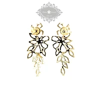Bridal Gold Cubic Zirconia Floral Drop Earrings 142869