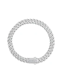 Sterling Silver Cubic Zirconia Cuban link Bracelet 155082