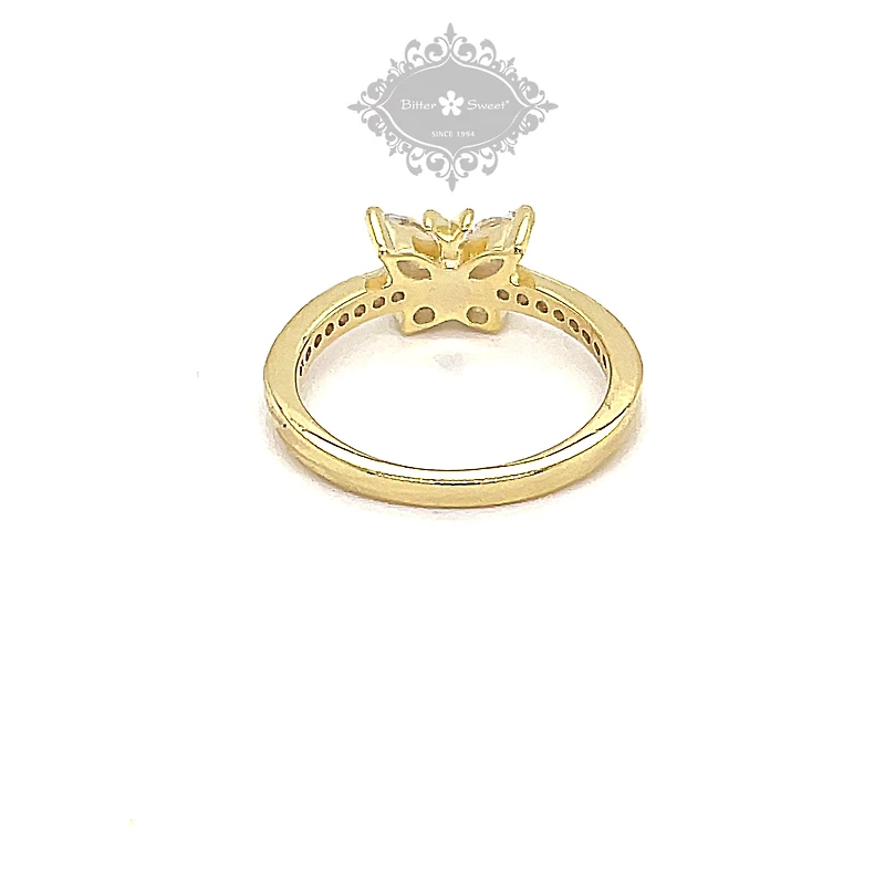 Gold Plated Sterling Silver Cubic Zirconia Butterfly Ring