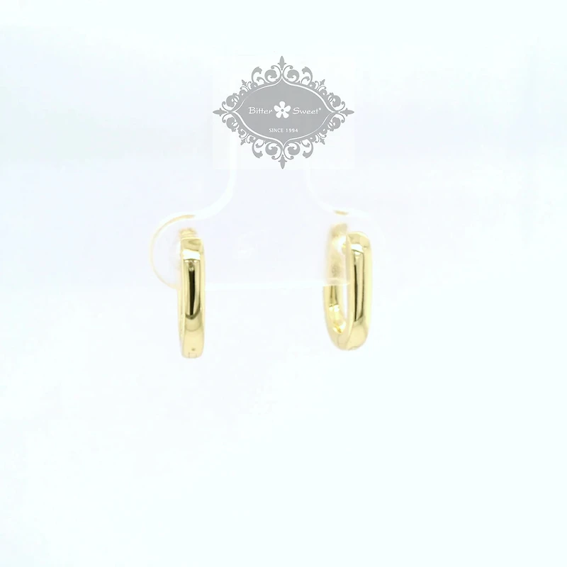 Yellow Gold Plated  Sterling Silver  Cubic Zirconia U Huggies Earrings 155219