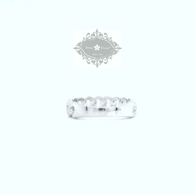 Sterling Silver Cuban Link Cubic Zirconia  Ring 155032
