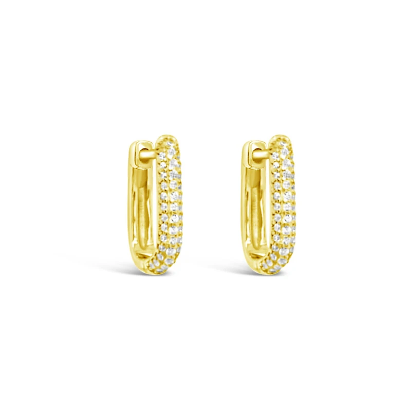 Gold Plated Sterling Silver Pave Cubic Zirconia U shape Huggies 154828