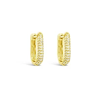 Gold Plated Sterling Silver Pave Cubic Zirconia U shape Huggies 154828