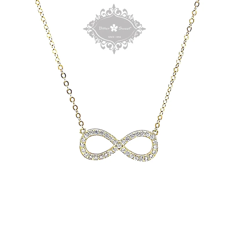 Gold Plated Sterling Silver Cubic Zirconia Infinity Necklace 151230