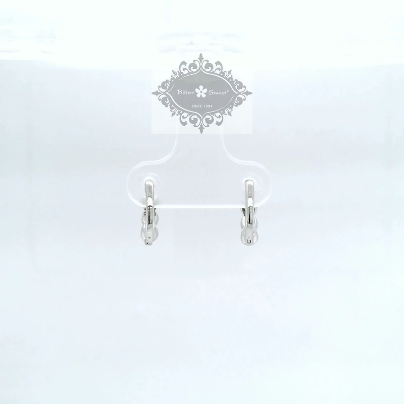 Sterling Silver Heart Bazel Cubic Zirconia Huggies 154844