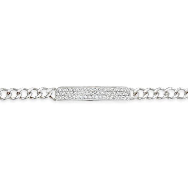 Stainless Steel Cubic Zirconia ID Bracelet 150127