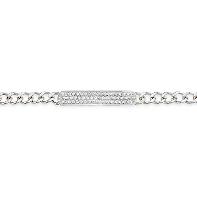 Stainless Steel Cubic Zirconia ID Bracelet 150127