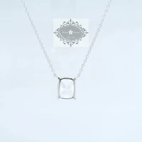 Sterling Silver Cushion  8x10mm Cubic  Zirconia Necklace 155482