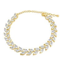 Bridal Gold Cubic Zirconia Marquise Leaf  Bracelet 155186